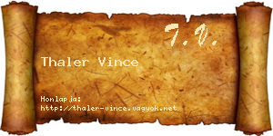 Thaler Vince névjegykártya
